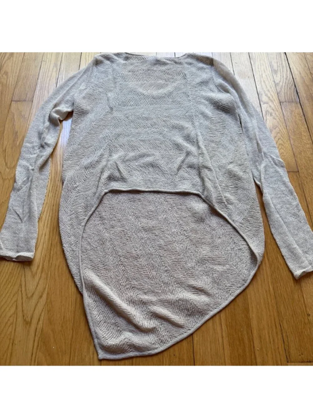 Helmut Lang Size M Beige Asymmetric Pullover Knit Wool Blend Crew Neck Sweater